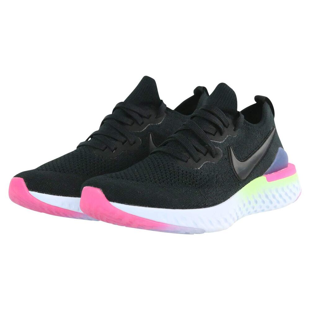 Nike Womens Epic React Flyknit 2 Black /Black Sapphire Sneakers, Size 5 B